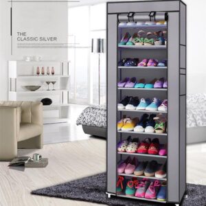 10 tier 9 compartment non woven fabric shoe cabinet